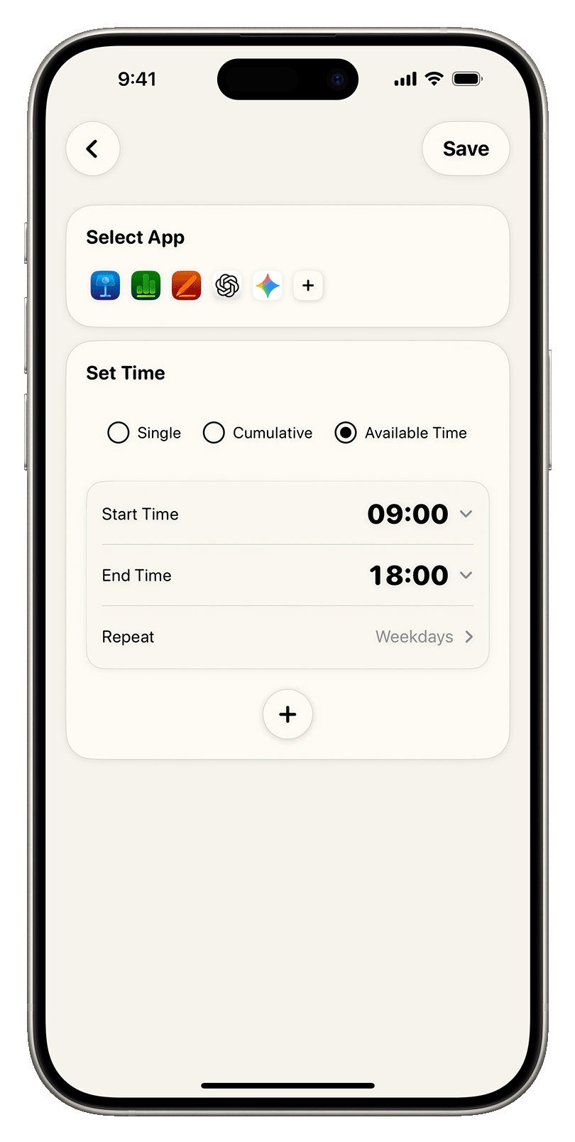 Allowed time window editing screen